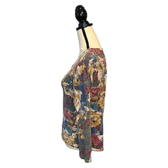 Hannah Womens Size Medium Long Sleeve Top Blouse Paisley and Floral Print - Picture 3 of 6